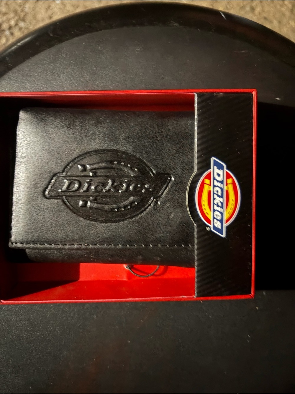 Dickies Black Leather Card Holder with Embossed Logo